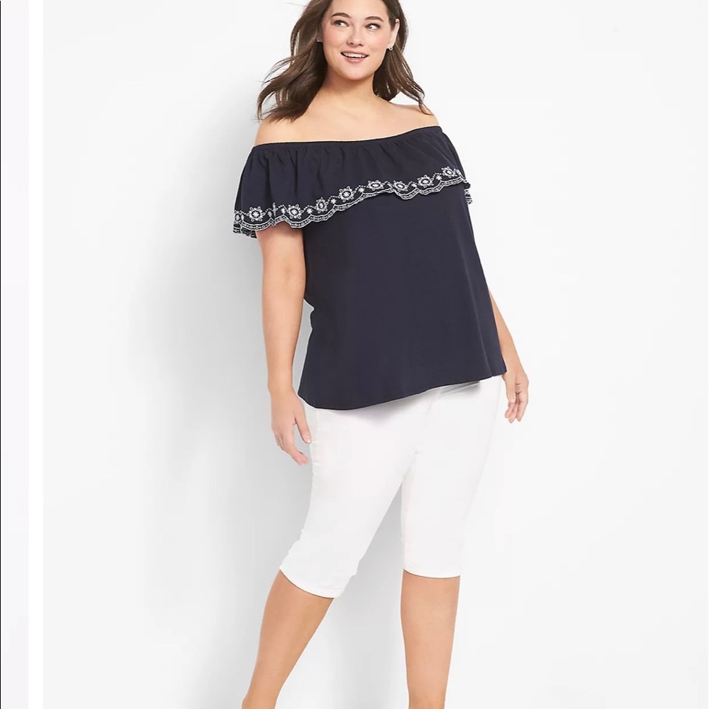 Lane Bryant Navy Off-Shoulder Top - Picture 3 of 6